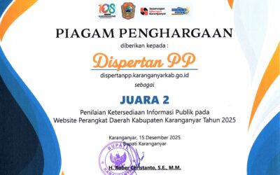 Dinas Pertanian, Pangan dan Perikanan Raih Juara 2 Penilaian Ketersediaan Informasi Publik Website Perangkat Daerah Tahun 2025